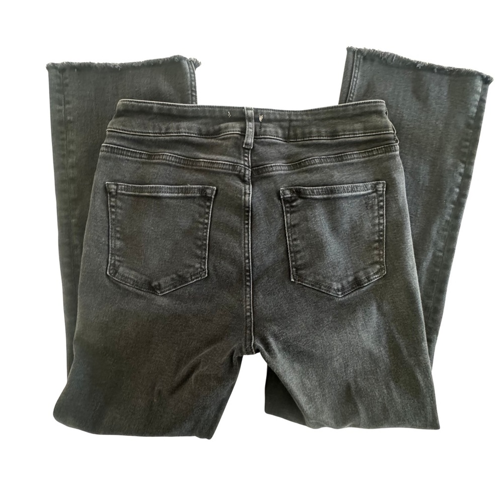 Pilcro The Yaya Cropped Kick Flare Jeans 28 Washed Black Raw Hem Mid Rise - Picture 4 of 7